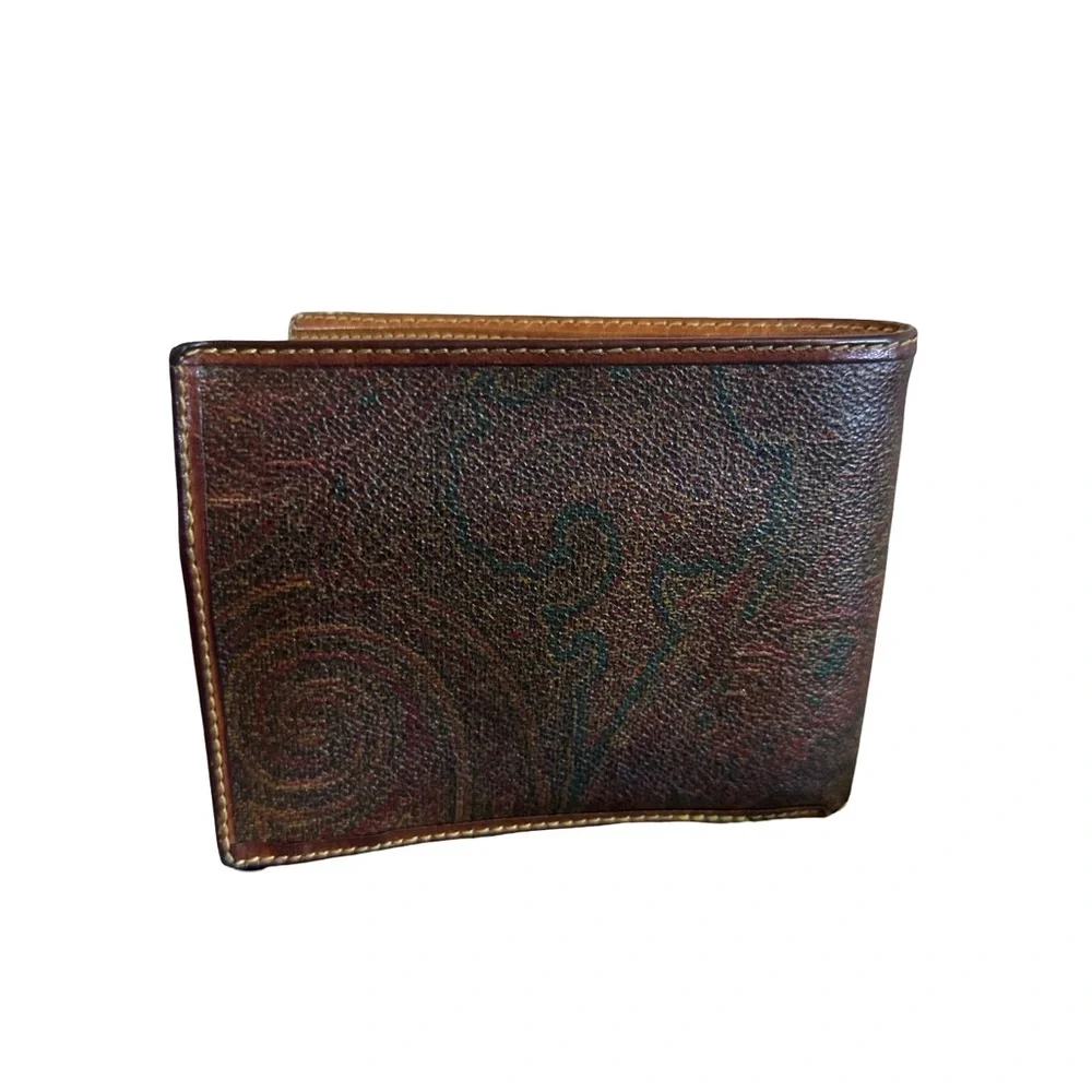 Etro Milano Italy Vintage (good) Burgundy Paisley Men's Bifold Wallet
